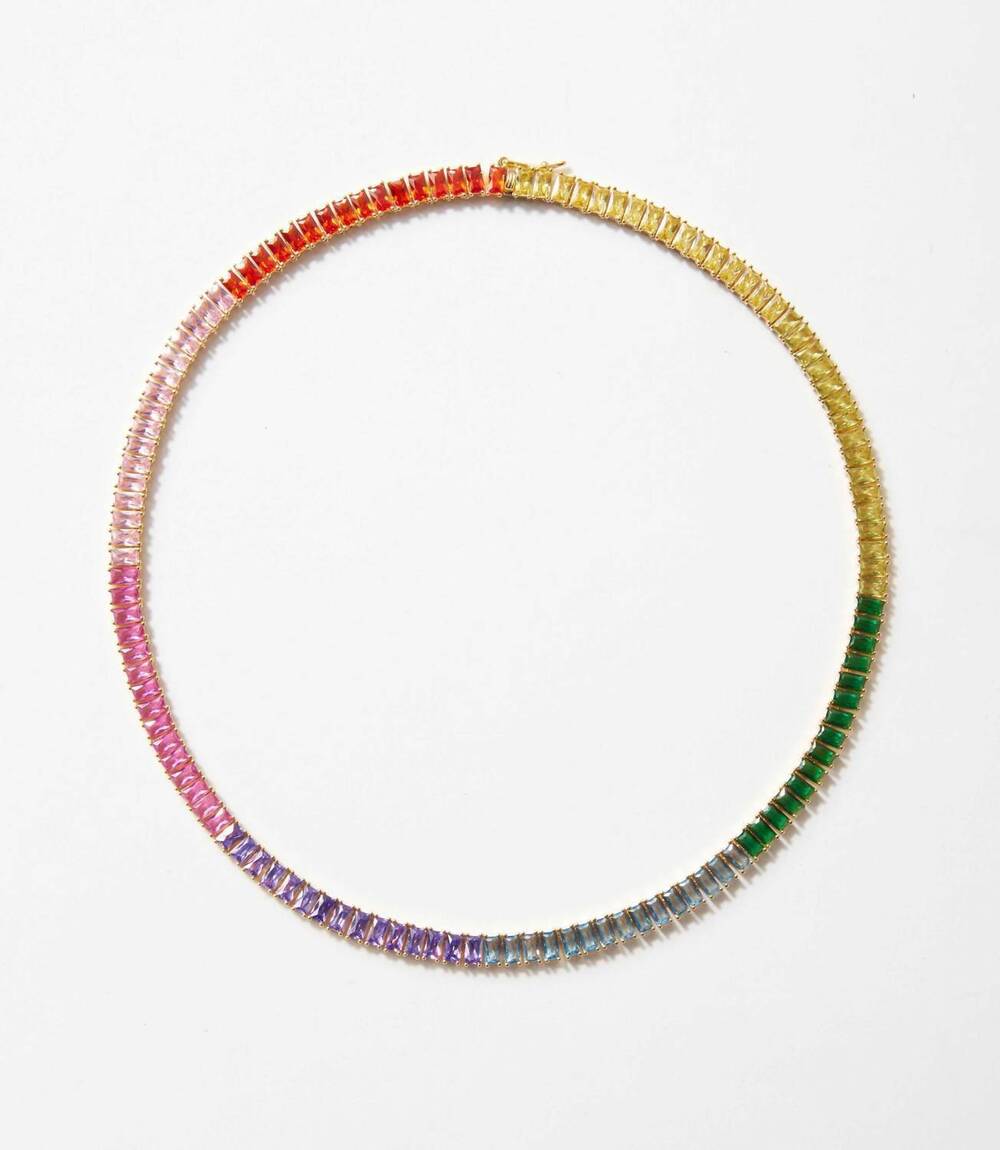 NEW NATIVE GEM women's prismatic tennis necklace in multi